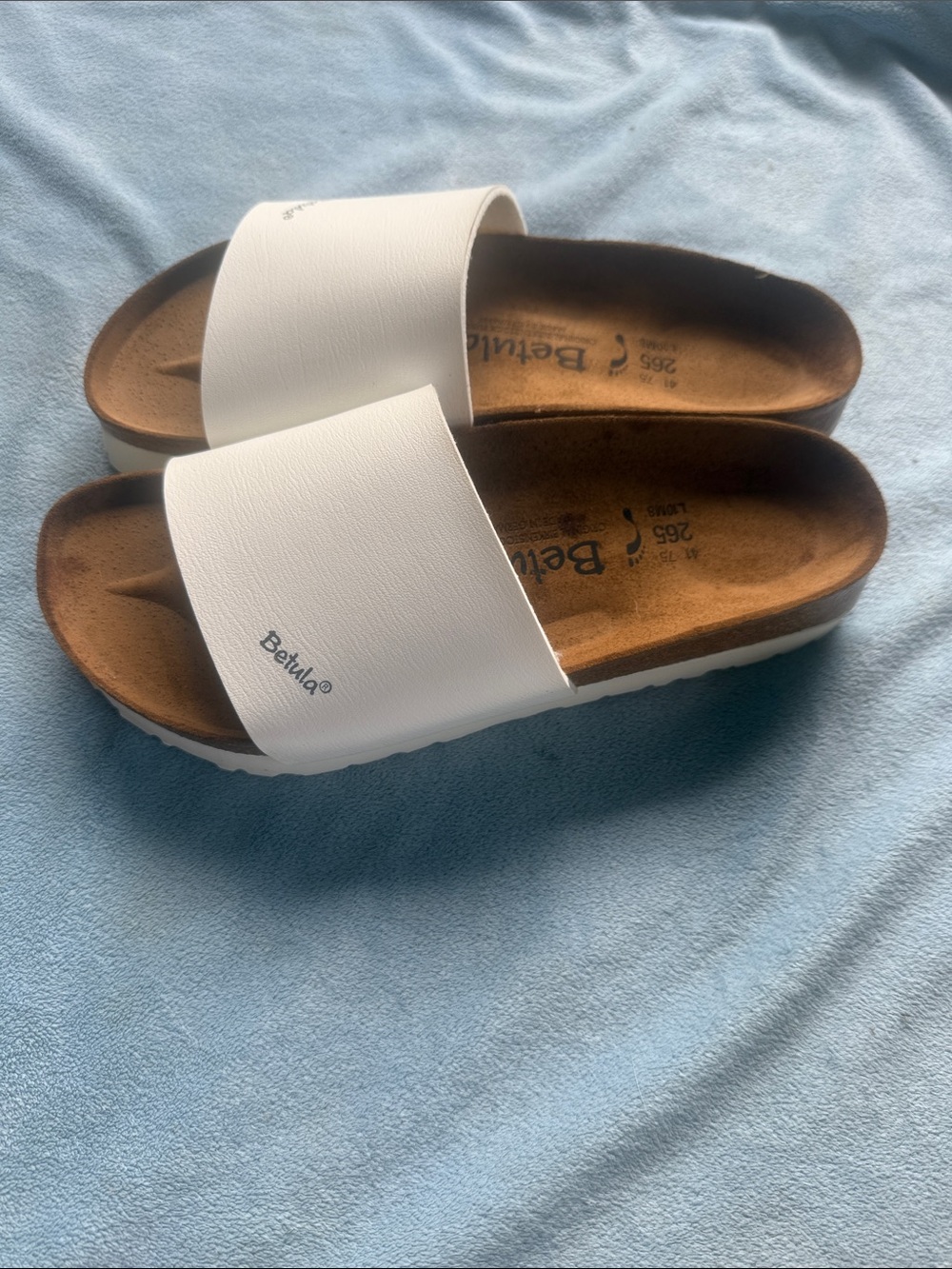 Birkenstock White Single-Strap Slide Sandals
